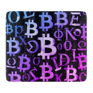 Planche À Découper Symboles de Bitcoin (Style : Miami Purple - 1)