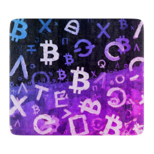 Planche À Découper Symboles de Bitcoin (Style : Miami Purple - 10)