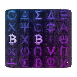 Planche À Découper Symboles de Bitcoin (Style : Miami Purple - 13)
