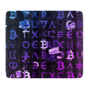 Planche À Découper Symboles de Bitcoin (Style : Miami Purple - 4)