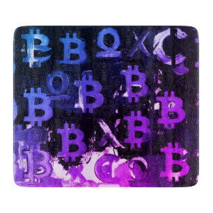 Planche À Découper Symboles de Bitcoin (Style : Miami Violet - 15)