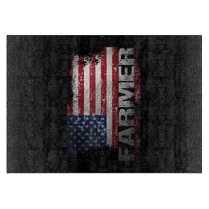 Planche À Découper T-Shirt Ferme Drapeau USA, Tee Ferme Américain