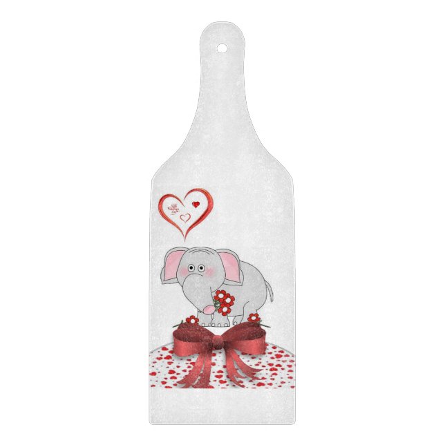 Planche À Découper Table de coupe de verre Saint-Valentin Eléphant (Devant)