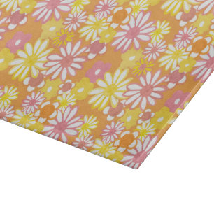 Planche À Découper Table de coupe en verre de marguerites d'été