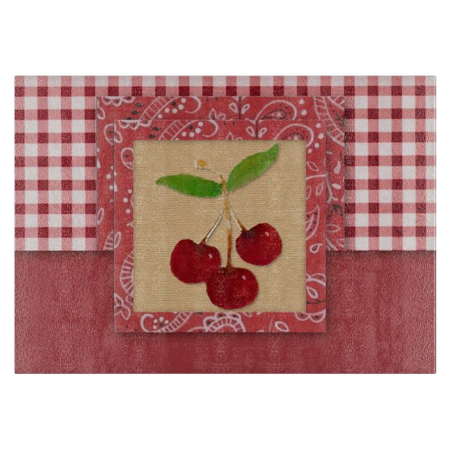 Planche À Découper Table de coupe en verre de pays cerise (Devant)