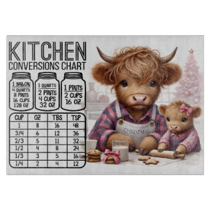Planche À Découper Tableau de conversion de vache mignonne et bébé
