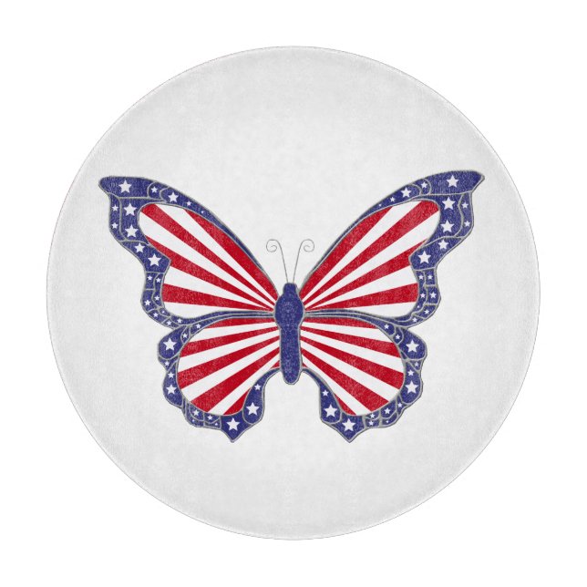 Planche À Découper Tableau de coupe papillon patriotique (Devant)