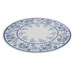Planche À Découper Tableau de découpe floral bleu Indigo personnalisé