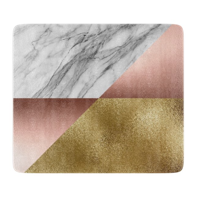 Planche À Découper Tableau de découpe géométrique Motif en marbre (Devant)