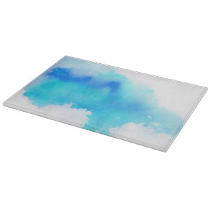 Planche À Découper Tache bleue, peint à la main abstrait d'aquarelle