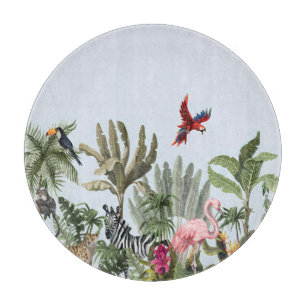 Planche À Découper Tapis Rond de Zone Faune et Flore de la Jungle Tro
