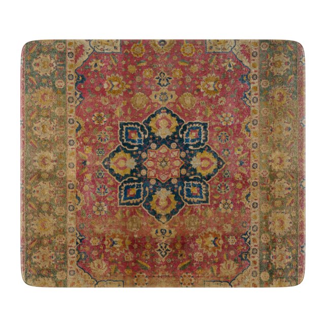 Planche À Découper Tapis rouge or Kashan tapis Perse Asiatique (Devant)