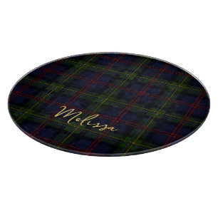 Planche À Découper Tartan Clan Malcolm Vert Purple Script Tartan