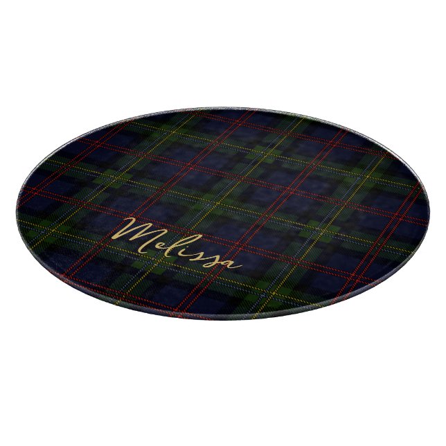 Planche À Découper Tartan Clan Malcolm Vert Purple Script Tartan (Coin)