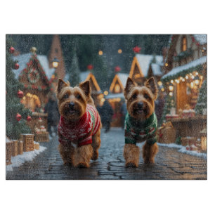 Planche À Découper Tchiens Terrier de Noël Neige Vacances