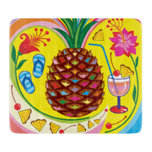 Planche À Découper Teintes estivales d'ananas frais