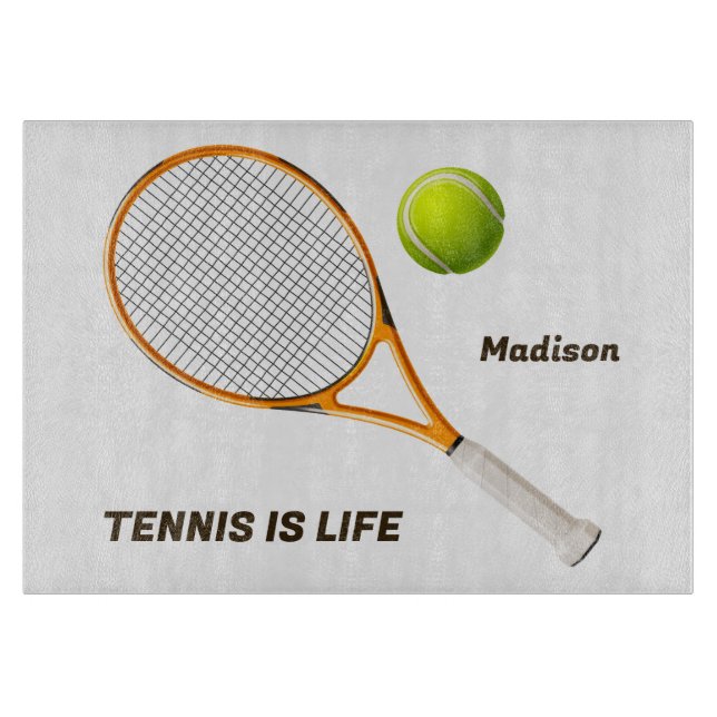 Planche À Découper Tennis de nom et de texte personnalisés (Devant)
