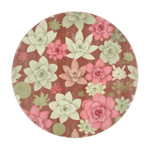 Planche À Découper Terracotta Rose Pâle Succulent Echeveria Floral 