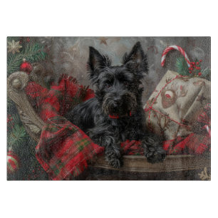 Planche À Découper Térrier Écossais Fête de Noël