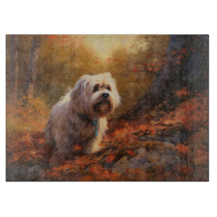 Planche À Découper Terrier tibétain à l'automne Feuilles automne Insp