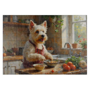 Planche À Découper Terrier West Highland Blanc Cuisinant dans la Cuis