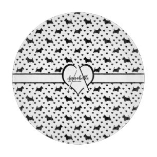 Planche À Découper Terriers écossais noirs (Chiens écossais) - Blan