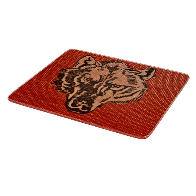 Planche À Découper Tête de loup sur le rouge (Coin)