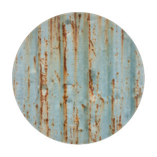 Planche À Découper Texture métallique peinte en bleu rouillé