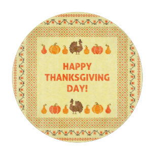 Planche À Découper Thanksgiving : retro brodée carte design.