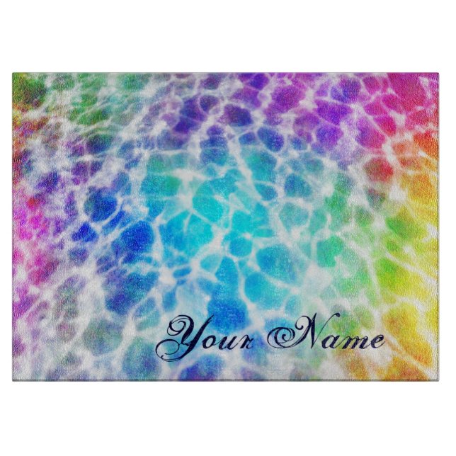 Planche À Découper Tiedye Hippie Wavy Rainbow Effet (Devant)