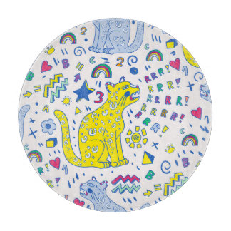 Planche À Découper Tigre infantile et Motif arc-en-ciel