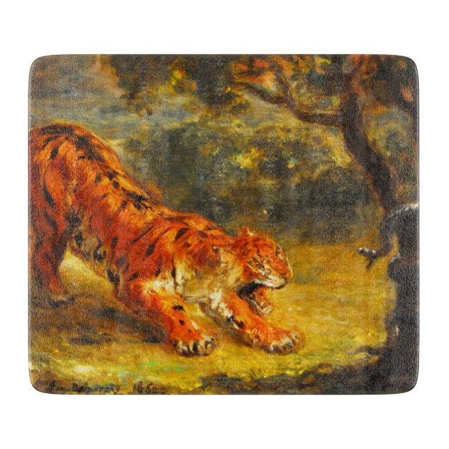 Planche À Découper Tigre sauvage et serpent (art animal) (Devant)