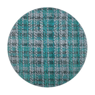 Planche À Découper Tissu écossais turquoise, arrière - plan texturé.