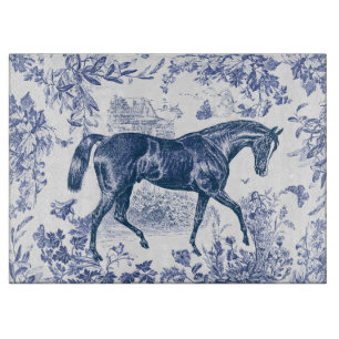 Planche À Découper Toile de campagne bleu rustique élégant vintage ch