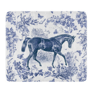 Planche À Découper Toile de campagne bleue rustique vintage élégante