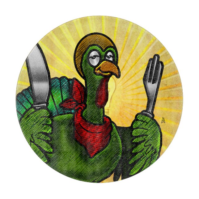 Planche À Découper Tom Foolery (Drôle Thanksgiving Turquie) Charcuter (Devant)