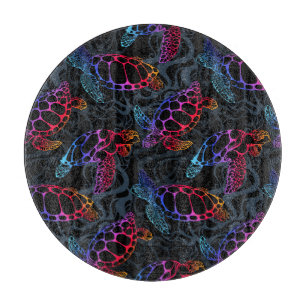 Planche À Découper Tortue de mer psychédélique : Boho Ocean