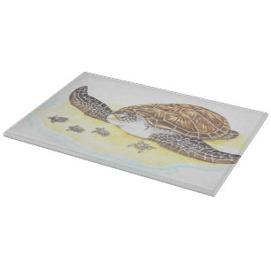 Planche À Découper Tortue et bébés de mer