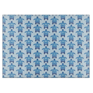 Planche À Découper Tortues de Honu Tribal Bleu foncé