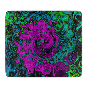 Planche À Découper Tourbillon d'art liquide groovy abstrait magenta g