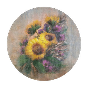Planche À Découper Tournesols 12" Rond