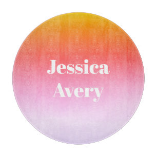 Planche À Découper Tout nom   Ombre colorée de texte stylisé rétro-mo