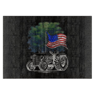 Planche À Découper Tracteur agricole vintage drapeau américain patrio
