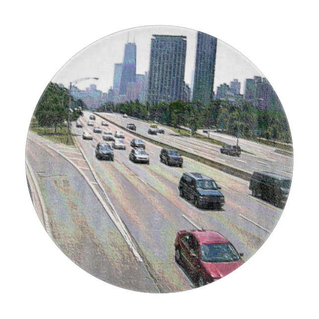 Planche À Découper Trafic à Chicago dans le grès (Devant)