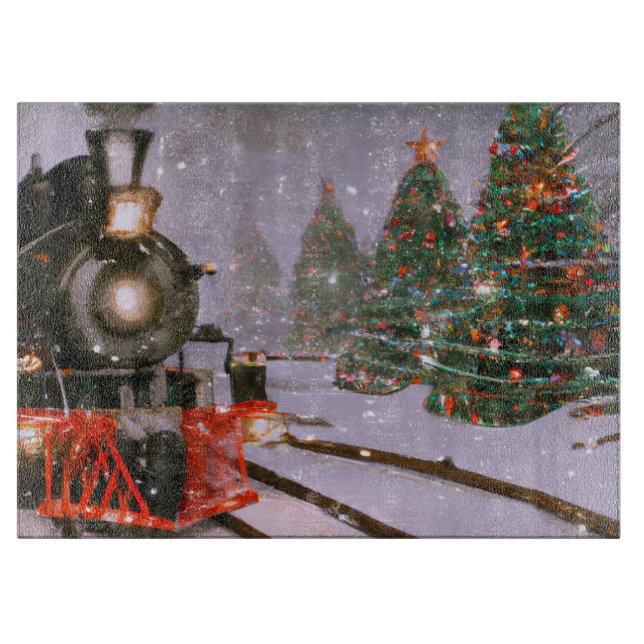 Planche À Découper Train forestier de Noël (Devant)