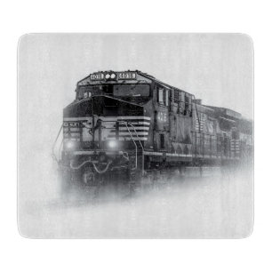 Planche À Découper Trains de train noir et blanc