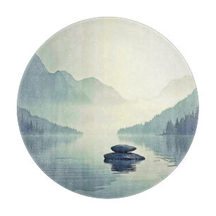 Planche À Découper Tranquil Mountain Lake Serenity