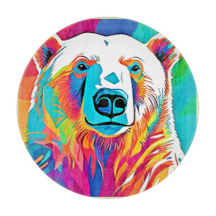 Planche À Découper Travail d'art vibrant de tête d'ours