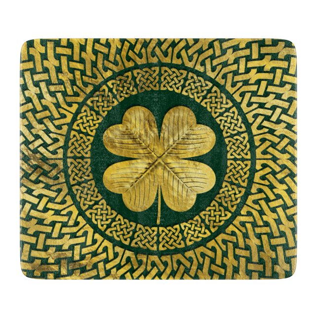 Planche À Découper Trèfle irlandais de Quatre-feuille avec le noeud (Devant)