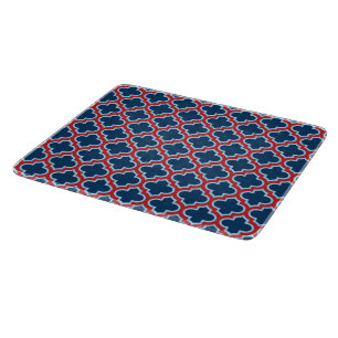 Planche À Découper Trellis marocain bleu et rouge, treillis, Quatrefo